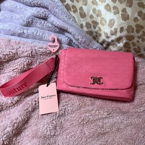 💎 Juicy Couture Y2K Pink Embossed Monogram Wallet Clutch NWT McBling